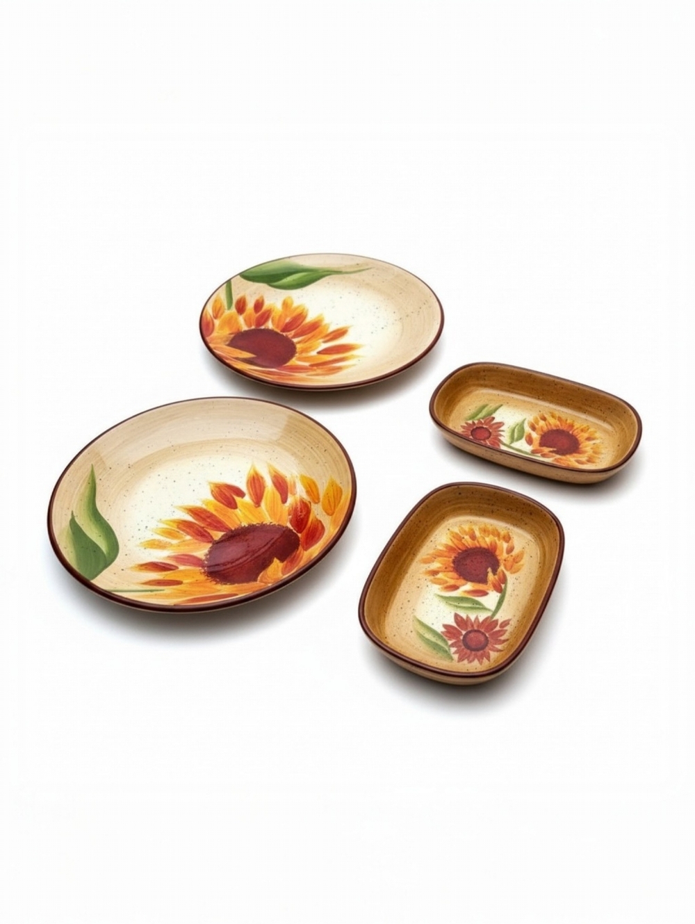 Pfaltzgraff Evening Sun Salad Plates & Hors d’Oeuvre Trays Set (4 Pieces)